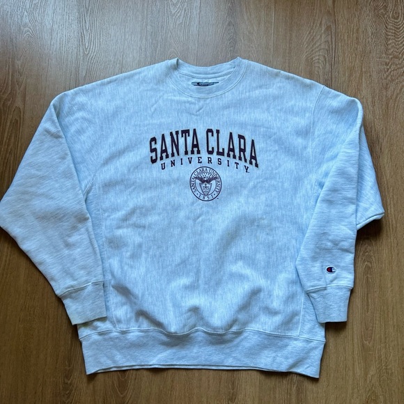 Champion White Santa Clara University Men's Crewneck Sweater Y2K - Picture 1 of 7